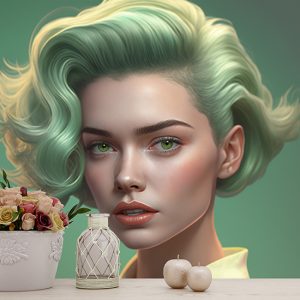 Yeşil Saçlı Kadın Güzellik Merkezi Duvar Kağıdı YK-00571