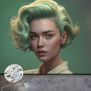 Yeşil Saçlı Kadın Güzellik Merkezi Duvar Kağıdı YK-00571