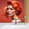 Kırmızı Saçlı Kadın Güzellik Merkezi Duvar Kağıdı YK-00573