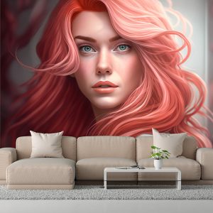 3D Kadın İllüstrasyonu Kuaför Duvar Kağıdı YK-00574