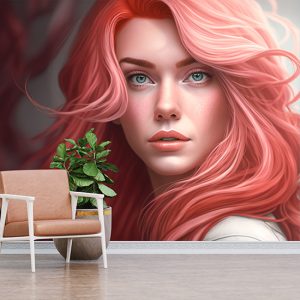 3D Kadın İllüstrasyonu Kuaför Duvar Kağıdı YK-00574