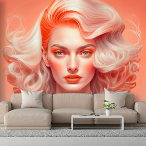 Fashion Pembe Saçlı Kadın Güzellik Merkezi Duvar Kağıdı YK-00575