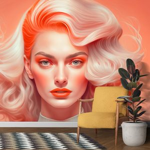 Fashion Pembe Saçlı Kadın Güzellik Merkezi Duvar Kağıdı YK-00575