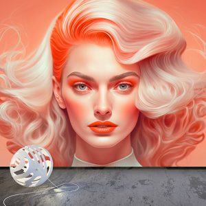 Fashion Pembe Saçlı Kadın Güzellik Merkezi Duvar Kağıdı YK-00575