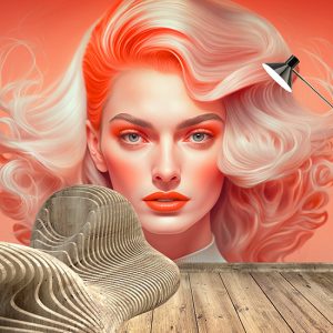 Fashion Pembe Saçlı Kadın Güzellik Merkezi Duvar Kağıdı YK-00575