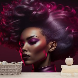 Kızıl Kadın Modern 3D Kuaför Duvar Kağıtları YK-00581