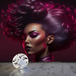 Kızıl Kadın Modern 3D Kuaför Duvar Kağıtları YK-00581