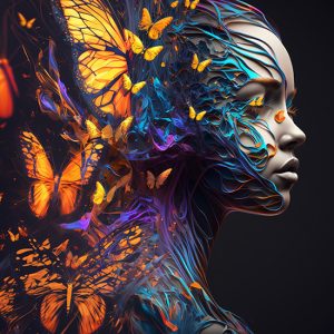 3D Kadın ve Kelebekler Kuaför Salonu Duvar Kağıdı YK-00675