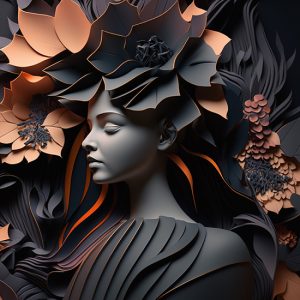 3D Mat Kadın ve Çiçekler Kuaför Duvar Kağıtları YK-00678
