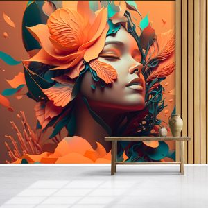 3D Bayan Kuaförü Dekorasyonu Sanatsal Duvar Kağıdı YK-00764