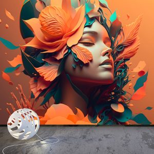 3D Bayan Kuaförü Dekorasyonu Sanatsal Duvar Kağıdı YK-00764