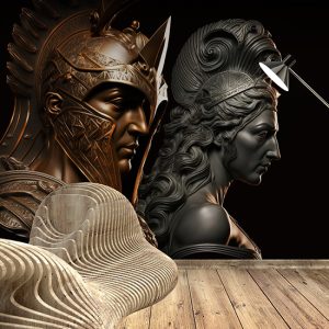 Savaş Zırhlarıyla Ares ve Afrodit Mitolojik Duvar Kağıdı YM-00285
