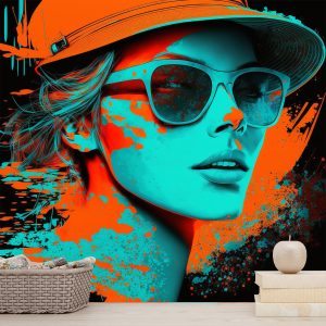 3 Boyutlu Renkli Kadın Tasarım Duvar Kağıtları