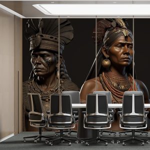 Savaşçı Maya Kadını ve Erkeği 3D Tarihi Duvar Kağıtları YT-00092