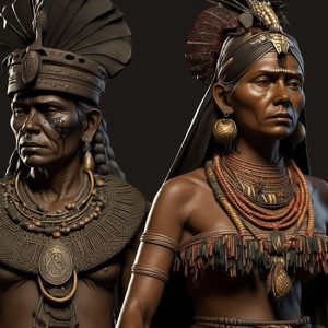 Savaşçı Maya Kadını ve Erkeği 3D Tarihi Duvar Kağıtları YT-00092
