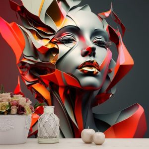 Güzel Kadın Sanatı Kırmızı Gri Renkli Duvar Kağıtları Modelleri ve Fiyatları Dekoros'da. Tüm Türkiye'ye Poster Duvar Kağıtları Gönderilir.