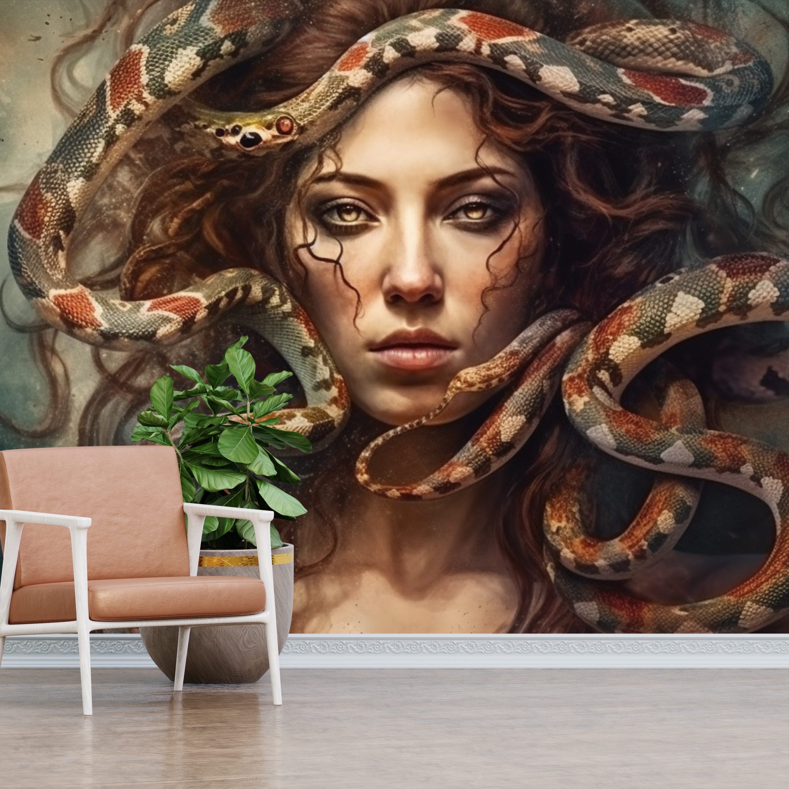 Kızıl Saçlı Medusa Sanatsal Resimli Duvar Kağıtları Modelleri ve Fiyatları Dekoros'da. Tüm Türkiye'ye Poster Duvar Kağıdı Gönderilir.
