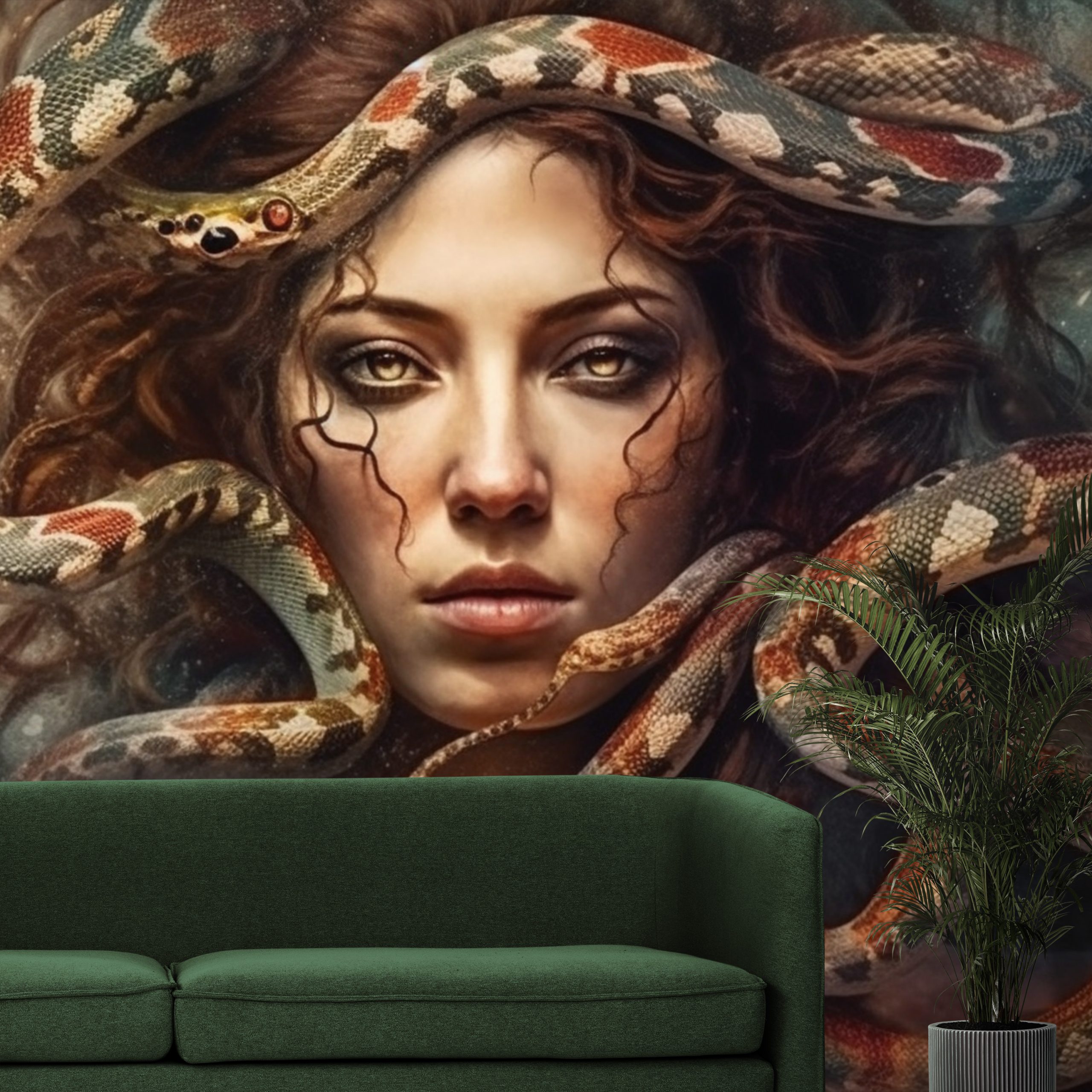 Kızıl Saçlı Medusa Sanatsal Resimli Duvar Kağıtları Modelleri ve Fiyatları Dekoros'da. Tüm Türkiye'ye Poster Duvar Kağıdı Gönderilir.