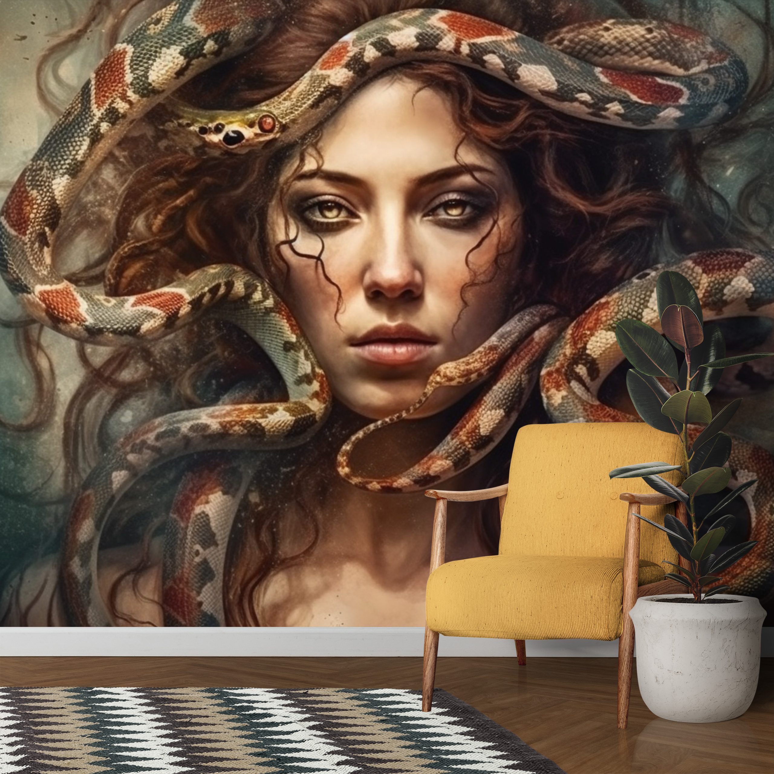 Kızıl Saçlı Medusa Sanatsal Resimli Duvar Kağıtları Modelleri ve Fiyatları Dekoros'da. Tüm Türkiye'ye Poster Duvar Kağıdı Gönderilir.