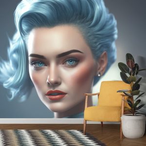 Mükemmel Makyajlı Mavi Saçlı Kadın Duvar Kağıtları Modelleri ve Fiyatları Dekoros'da. Tüm Türkiye'ye Poster Duvar Kağıdı Gönderilir.