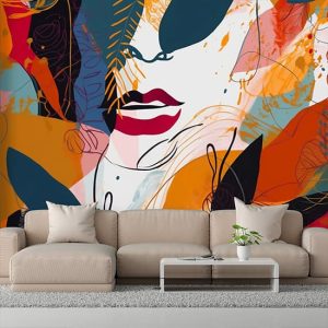 Soyut Kadın Yüzü Renkli Duvar Kağıdı Modelleri ve Fiyatları Dekoros'da. Tüm Türkiye'ye Poster Duvar Kağıtları Gönderilir.