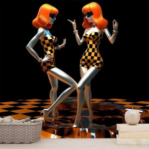 Turuncu Dansçı Kızlar Disko Duvar Kağıtları Modelleri ve Fiyatları Dekoros'da. Tüm Türkiye'ye Poster Duvar Kağıdı Gönderilir.