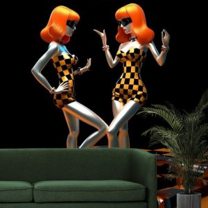 Turuncu Dansçı Kızlar Disko Duvar Kağıtları Modelleri ve Fiyatları Dekoros'da. Tüm Türkiye'ye Poster Duvar Kağıdı Gönderilir.