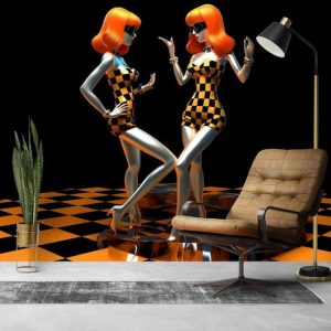 Turuncu Dansçı Kızlar Disko Duvar Kağıtları Modelleri ve Fiyatları Dekoros'da. Tüm Türkiye'ye Poster Duvar Kağıdı Gönderilir.