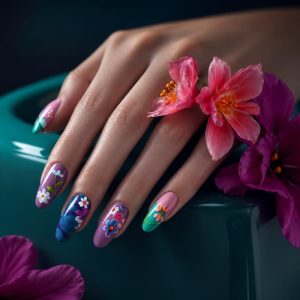 Nair Art & Güzellik Merkezi İçin Çiçek ve Tırnaklar Duvar Kağıdı YK-02203