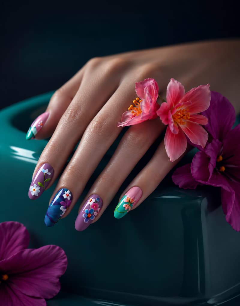 Nair Art & Güzellik Merkezi İçin Çiçek ve Tırnaklar Duvar Kağıdı YK-02203