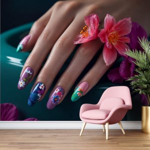 Nair Art & Güzellik Merkezi İçin Çiçek ve Tırnaklar Duvar Kağıdı YK-02203