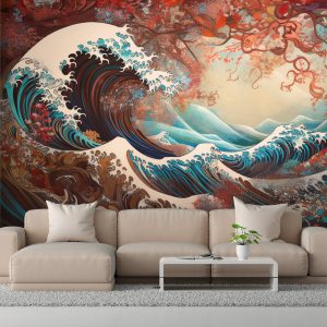 Renkli Kanagawa Büyük Dalga Tasarımı Duvar Kağıdı Modelleri ve Fiyatı Dekoros'da. Tüm Türkiye'ye Poster Duvar Kağıdı Gönderilir.