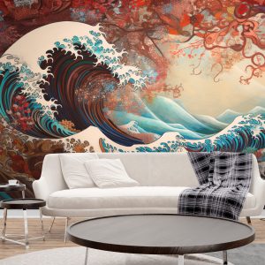 Renkli Kanagawa Büyük Dalga Tasarımı Duvar Kağıdı Modelleri ve Fiyatı Dekoros'da. Tüm Türkiye'ye Poster Duvar Kağıdı Gönderilir.