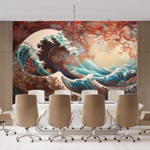 Renkli Kanagawa Büyük Dalga Tasarımı Duvar Kağıdı Modelleri ve Fiyatı Dekoros'da. Tüm Türkiye'ye Poster Duvar Kağıdı Gönderilir.