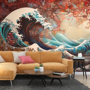 Renkli Kanagawa Büyük Dalga Tasarımı Duvar Kağıdı Modelleri ve Fiyatı Dekoros'da. Tüm Türkiye'ye Poster Duvar Kağıdı Gönderilir.