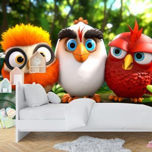 Sevimli Kuşlar 3D Çocuk Odası Duvar Kağıdı YCO-0149
