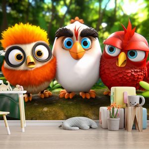 Sevimli Kuşlar 3D Çocuk Odası Duvar Kağıdı YCO-0149