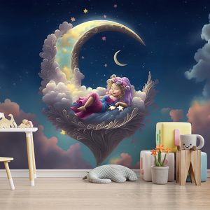 Ayda Uyuyan Prenses 3D Çocuk Odası Duvar Kağıdı YCO-02192