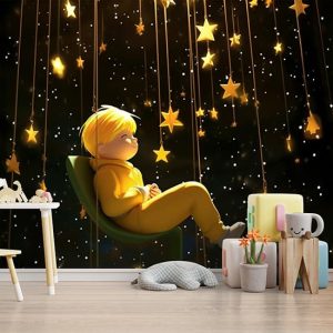 Yıldızların Altındaki Çocuk Tek Parça Çocuk Odası Duvar Kağıdı YCO-02208