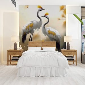 3D Japon Turna Kuşları Modern Duvar Kağıdı YH-02188