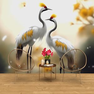 3D Japon Turna Kuşları Modern Duvar Kağıdı YH-02188