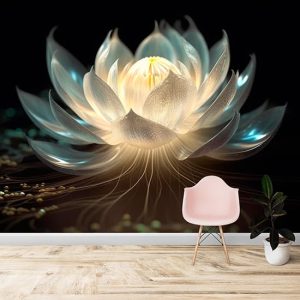 3D Parlak Lotus Çiçeği Tek Parça Modern Duvar Kağıtları YF-02211