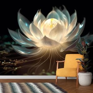 3D Parlak Lotus Çiçeği Tek Parça Modern Duvar Kağıtları YF-02211
