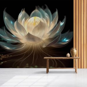 3D Parlak Lotus Çiçeği Tek Parça Modern Duvar Kağıtları YF-02211