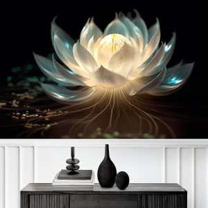 3D Parlak Lotus Çiçeği Tek Parça Modern Duvar Kağıtları YF-02211