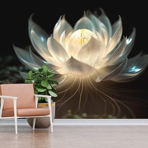 3D Parlak Lotus Çiçeği Tek Parça Modern Duvar Kağıtları YF-02211