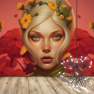 Kadın ve Çiçekler 3D Bayan Kuaförü Duvar Kağıdı YK-02156