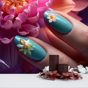 Nail Art Tırnaklar ve Çiçekler Kuaför Duvar Kağıdı Tek Parça YK-02204
