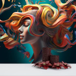 Kadın ve Renkli Saçlar Sanatsal Kuaför Duvar Kağıdı YK-02207