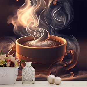 Dumanı Tüten Kahve İllüstrasyonu Cafe Duvar Kağıdı YC-20120